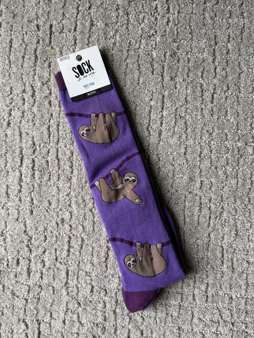 NWT Purple Sloth Knee High Socks Sock It To Me - Picture 3 of 7